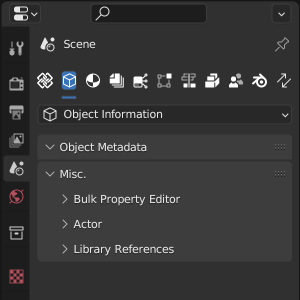 property editor object information sub-tab